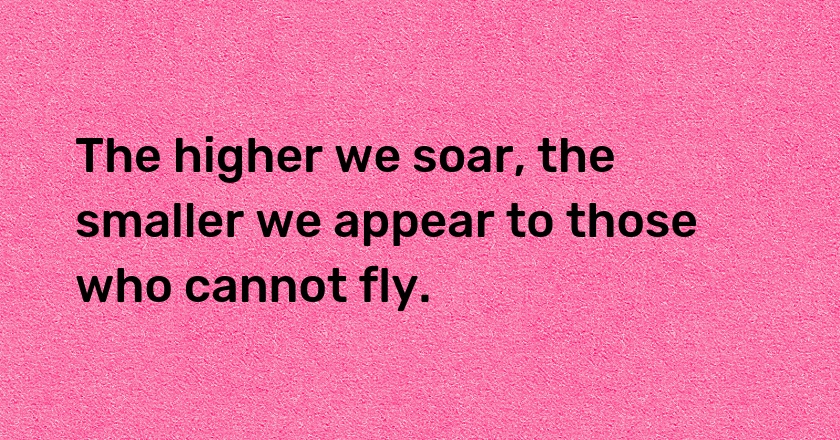 The higher we soar, the smaller we appear to those who cannot fly.