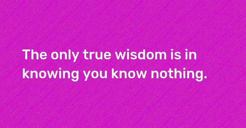 The only true wisdom is in knowing you know nothing.