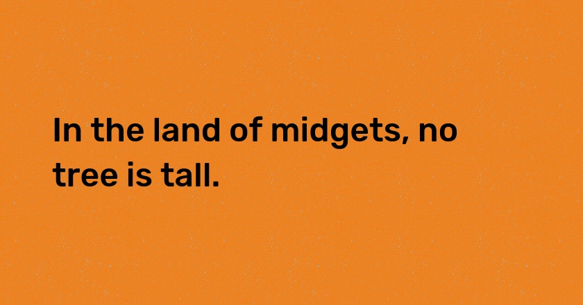 In the land of midgets, no tree is tall.