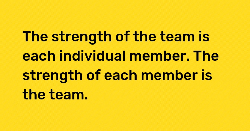 The strength of the team is each individual member. The strength of each member is the team.