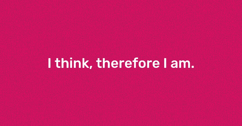 I think, therefore I am.