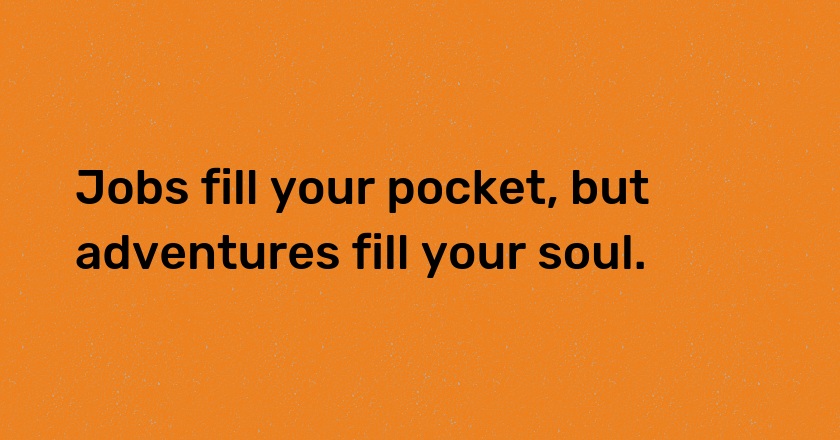 Jobs fill your pocket, but adventures fill your soul.