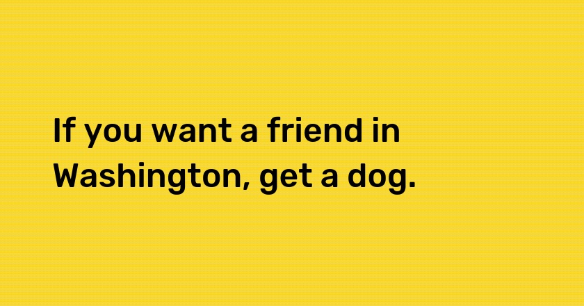 If you want a friend in Washington, get a dog.