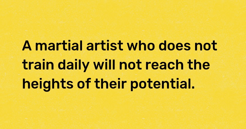 A martial artist who does not train daily will not reach the heights of their potential.