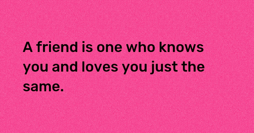 A friend is one who knows you and loves you just the same.