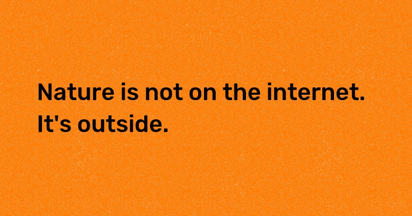 Nature is not on the internet. It's outside.