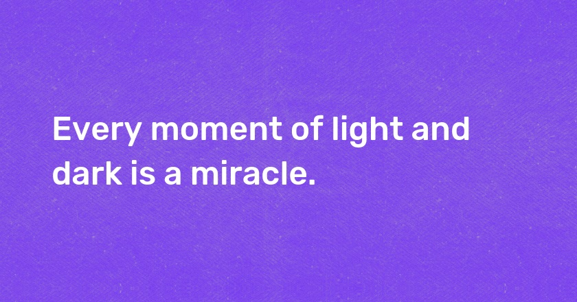 Every moment of light and dark is a miracle.