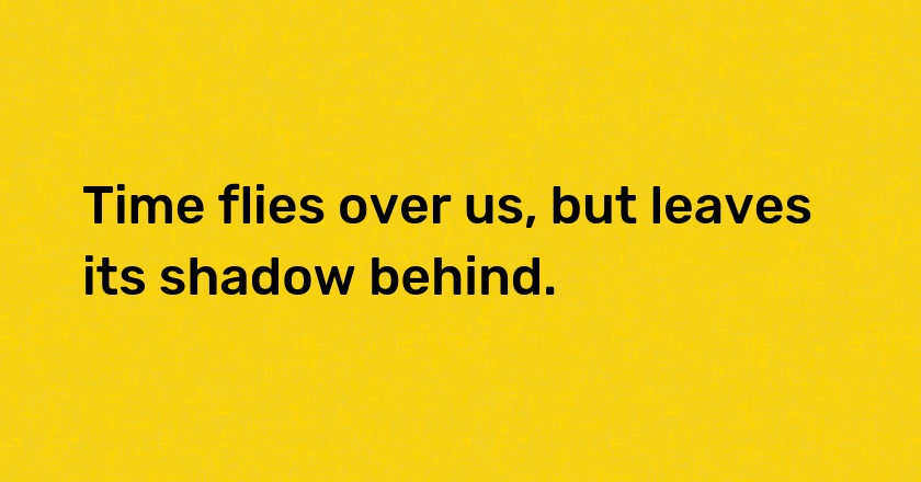 Time flies over us, but leaves its shadow behind.