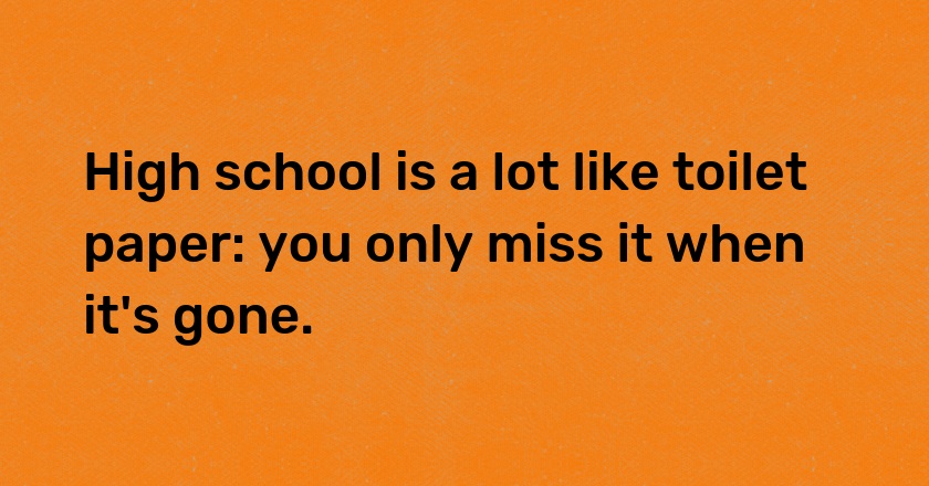 High school is a lot like toilet paper: you only miss it when it's gone.