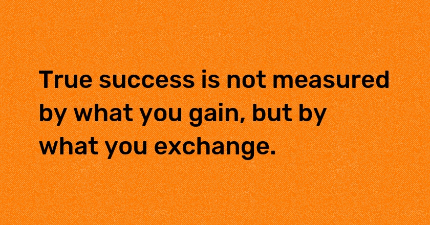 True success is not measured by what you gain, but by what you exchange.