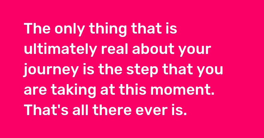 The only thing that is ultimately real about your journey is the step that you are taking at this moment. That's all there ever is.