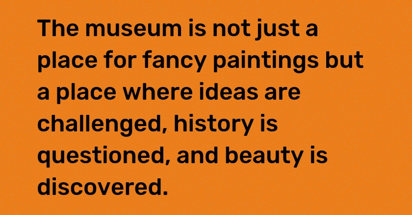 The museum is not just a place for fancy paintings but a place where ideas are challenged, history is questioned, and beauty is discovered.