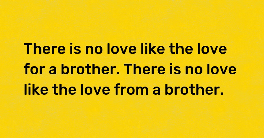 There is no love like the love for a brother. There is no love like the love from a brother.