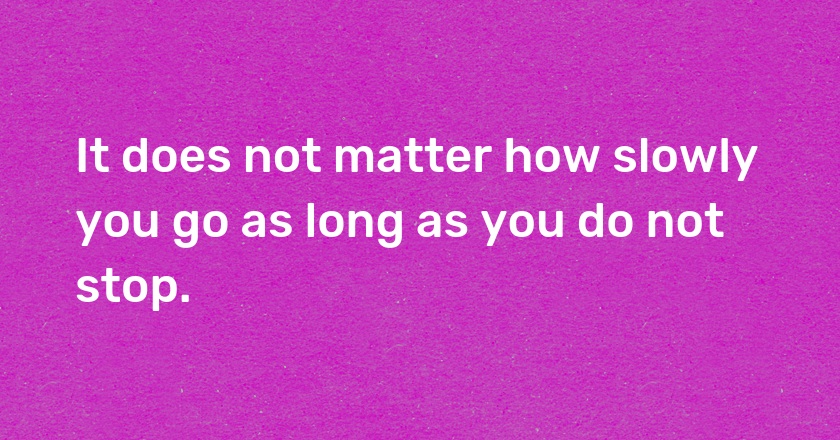 It does not matter how slowly you go as long as you do not stop.