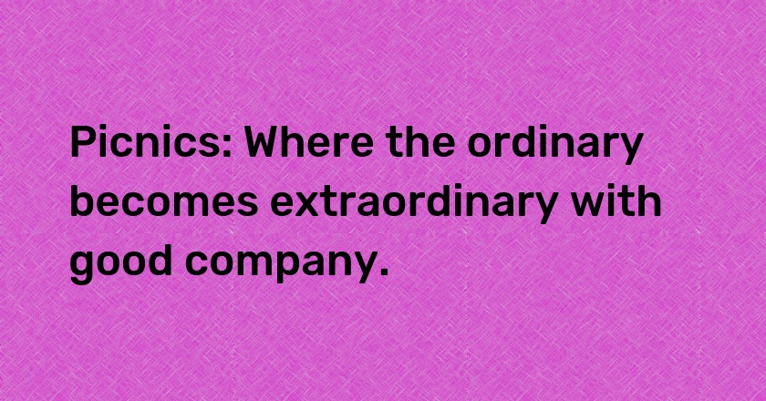 Picnics: Where the ordinary becomes extraordinary with good company.