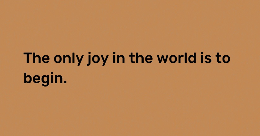 The only joy in the world is to begin.