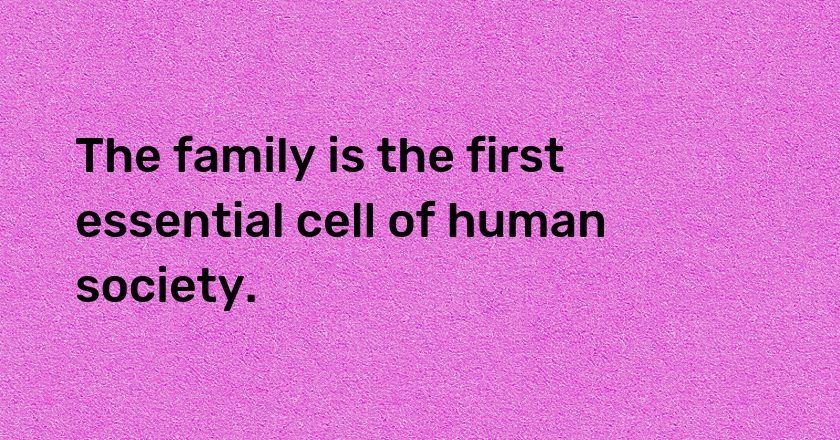 The family is the first essential cell of human society.