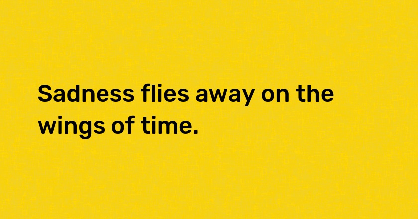 Sadness flies away on the wings of time.