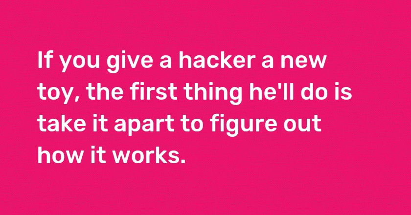 If you give a hacker a new toy, the first thing he'll do is take it apart to figure out how it works.