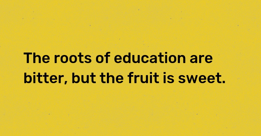 The roots of education are bitter, but the fruit is sweet.