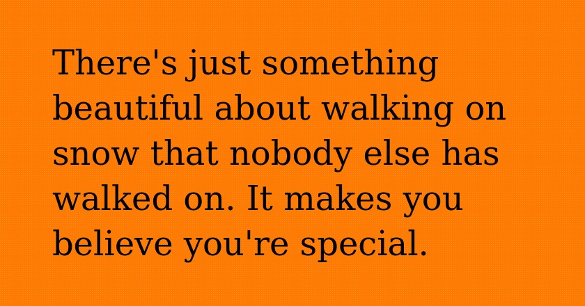 There's just something beautiful about walking on snow that nobody else has walked on. It makes you believe you're special.