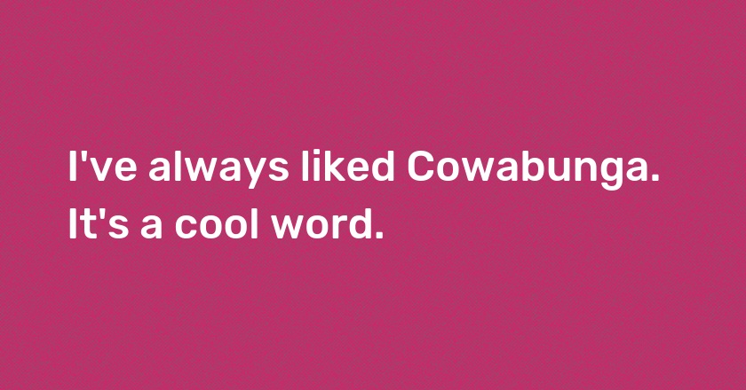 I've always liked Cowabunga. It's a cool word.