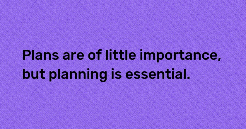 Plans are of little importance, but planning is essential.