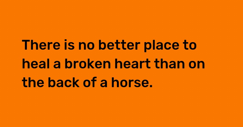 There is no better place to heal a broken heart than on the back of a horse.