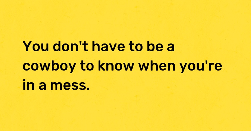 You don't have to be a cowboy to know when you're in a mess.