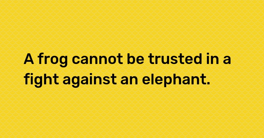 A frog cannot be trusted in a fight against an elephant.