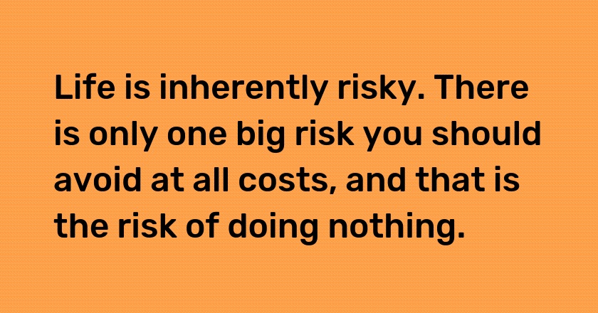 Life is inherently risky. There is only one big risk you should avoid at all costs, and that is the risk of doing nothing.