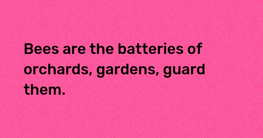 Bees are the batteries of orchards, gardens, guard them.