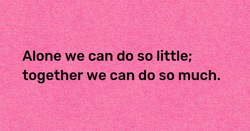 Alone we can do so little; together we can do so much.