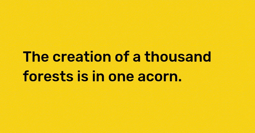 The creation of a thousand forests is in one acorn.