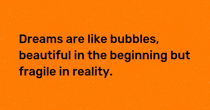 Dreams are like bubbles, beautiful in the beginning but fragile in reality.