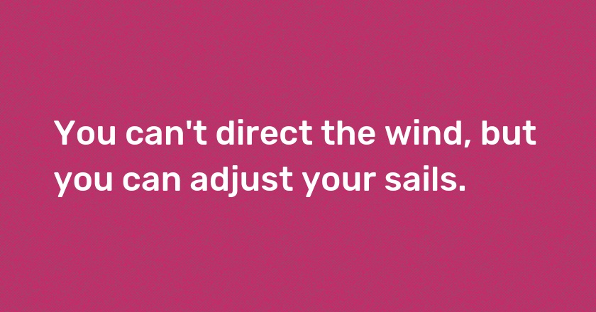 You can't direct the wind, but you can adjust your sails.