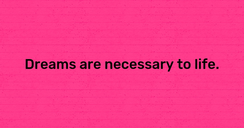 Dreams are necessary to life.