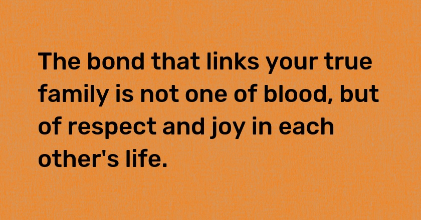 The bond that links your true family is not one of blood, but of respect and joy in each other's life.