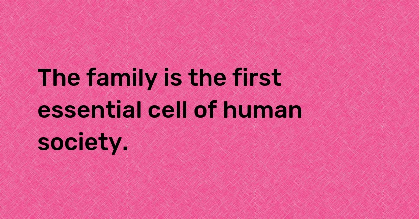 The family is the first essential cell of human society.