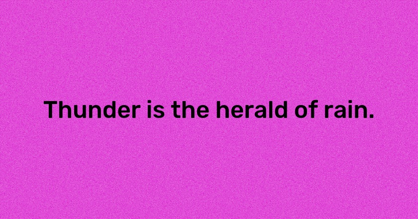 Thunder is the herald of rain.