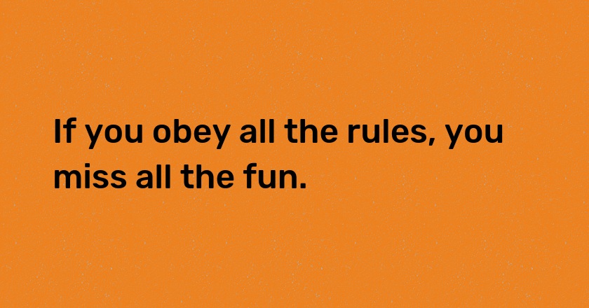 If you obey all the rules, you miss all the fun.