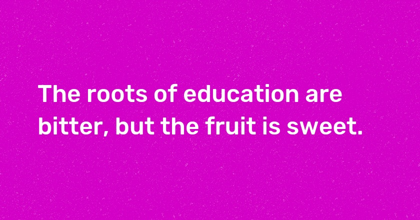 The roots of education are bitter, but the fruit is sweet.