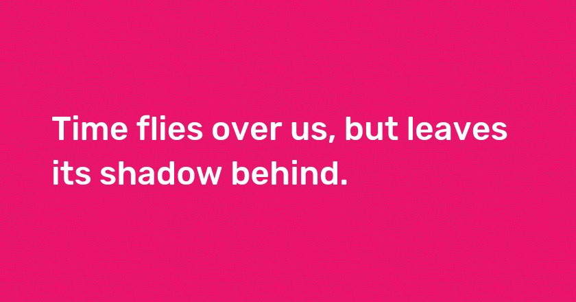 Time flies over us, but leaves its shadow behind.