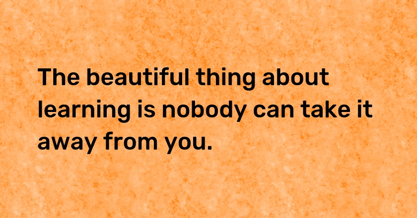 The beautiful thing about learning is nobody can take it away from you.