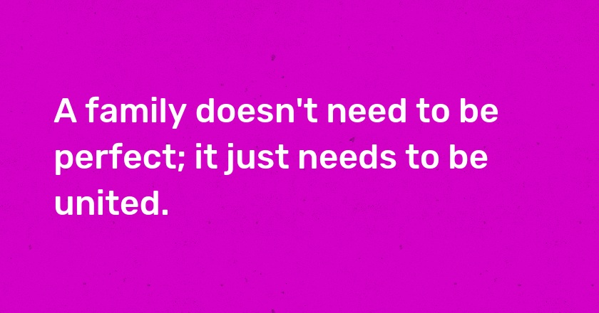 A family doesn't need to be perfect; it just needs to be united.