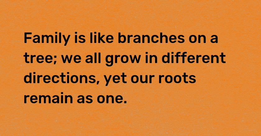 Family is like branches on a tree; we all grow in different directions, yet our roots remain as one.