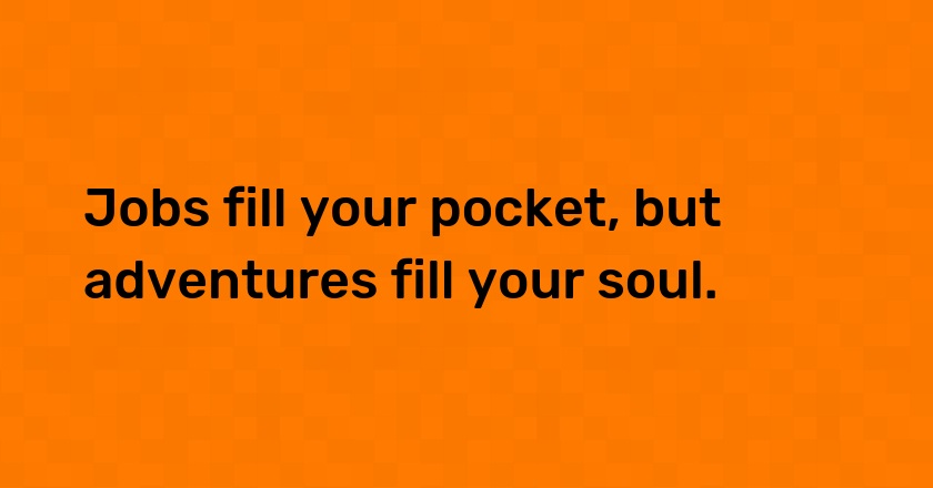 Jobs fill your pocket, but adventures fill your soul.