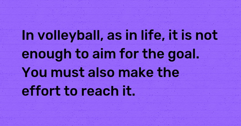 In volleyball, as in life, it is not enough to aim for the goal. You must also make the effort to reach it.