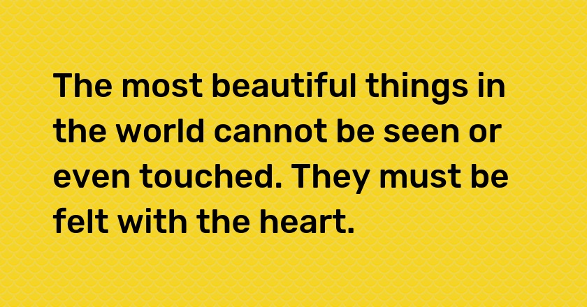 The most beautiful things in the world cannot be seen or even touched. They must be felt with the heart.