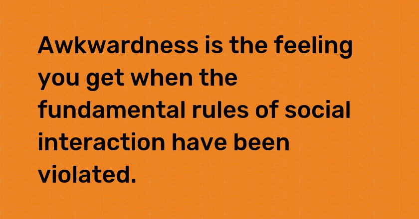 Awkwardness is the feeling you get when the fundamental rules of social interaction have been violated.